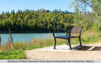 Wishbone All Metal Mountain Classic Bench at Hawrelak Park in Edmonton Alberta